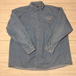 Vintage Coosa County Denim Cotton Long Sleeve Shirt Mens 2XL